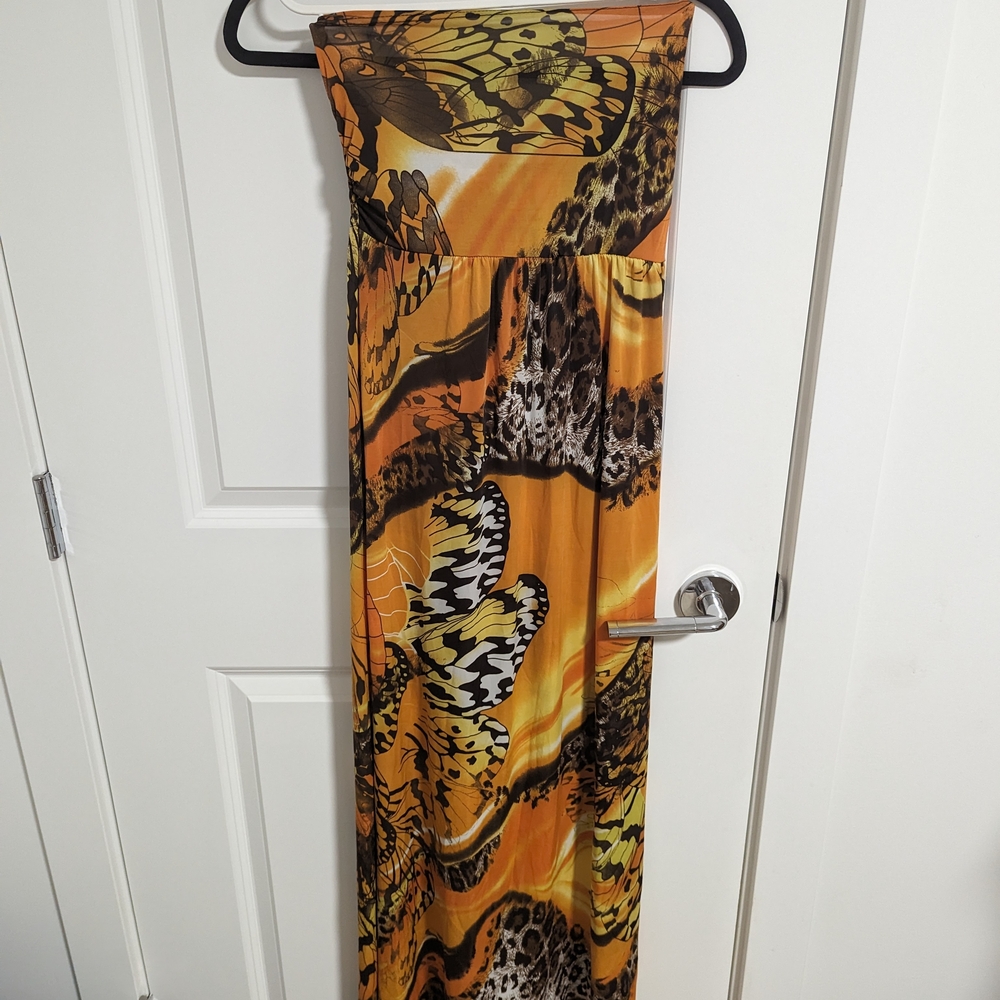 Butterfly and Leopard Print Maxi Dress